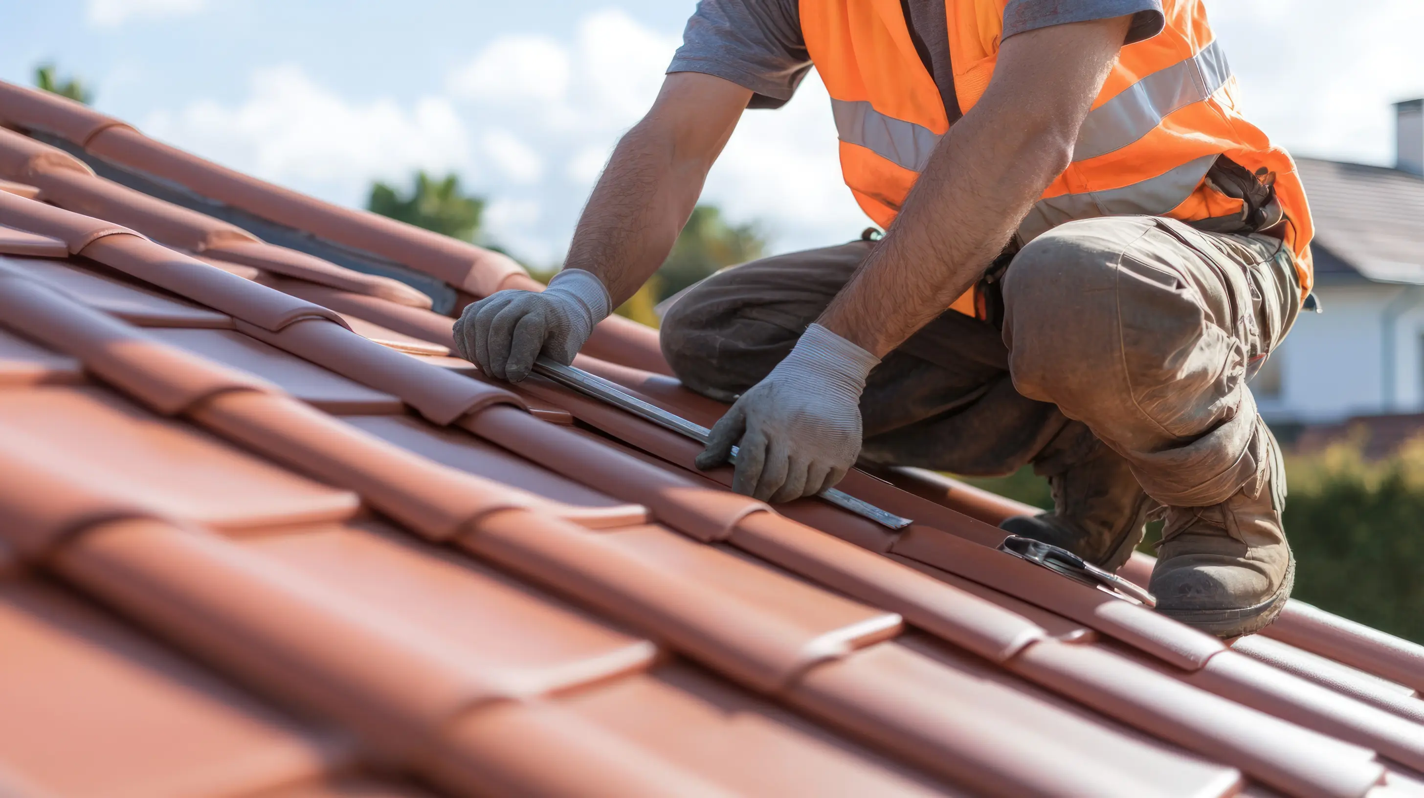 Dakwerker van Sealroof plaatst dakpannen op hellend dak in Antwerpen